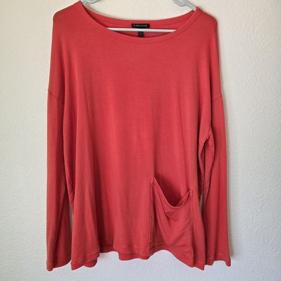 Eileen Fisher Tops - Eileen Fisher Orange Boxy Top Pocket Oversized Women's Small Petite Lagenlook
